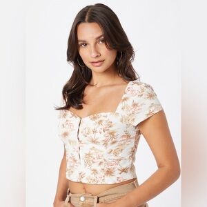 Abercrombie & Fitch Floral Hawaiian Blouse in White| Size Medium | NWT